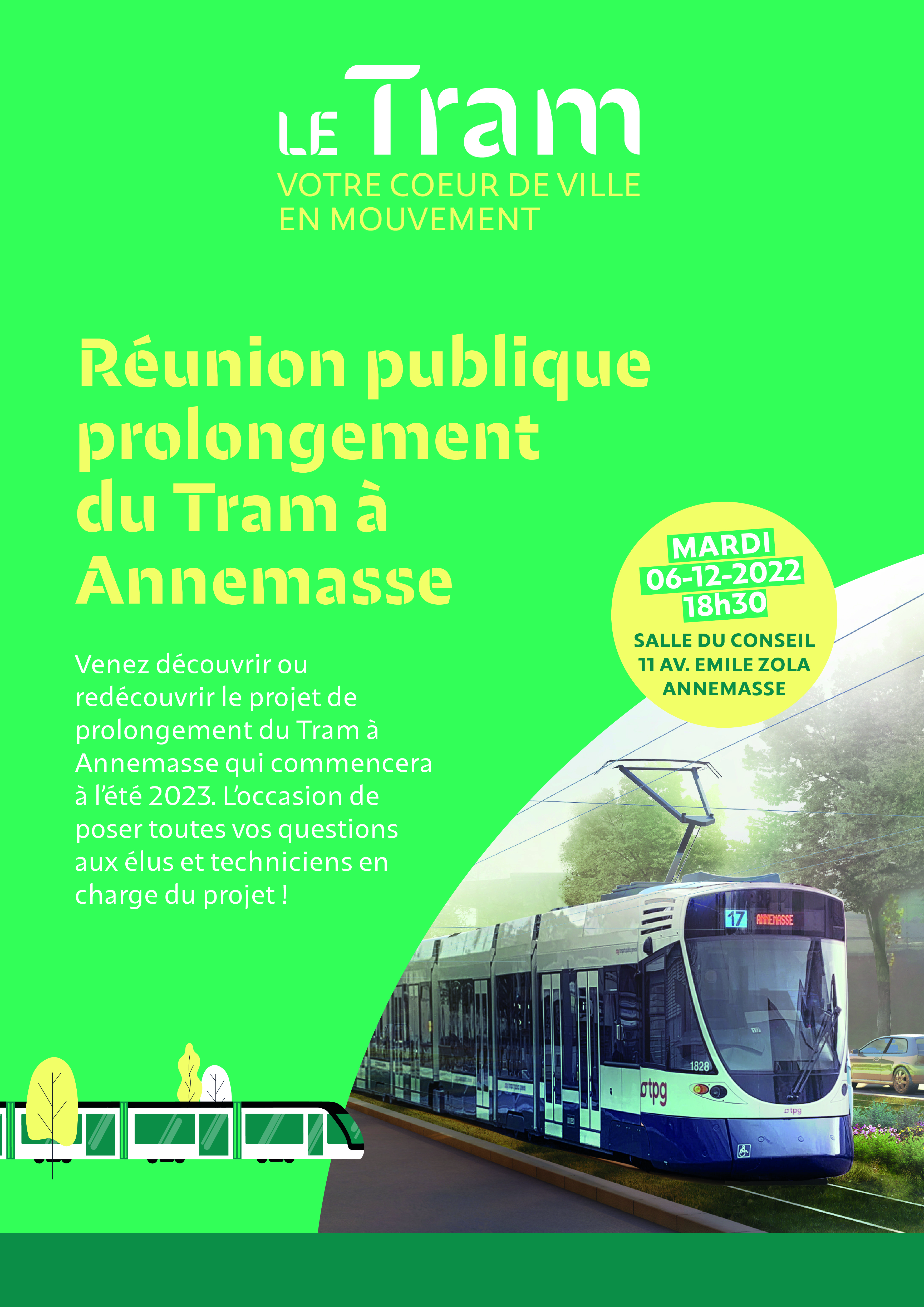 Affiche réunion publique Tram 06-12-22