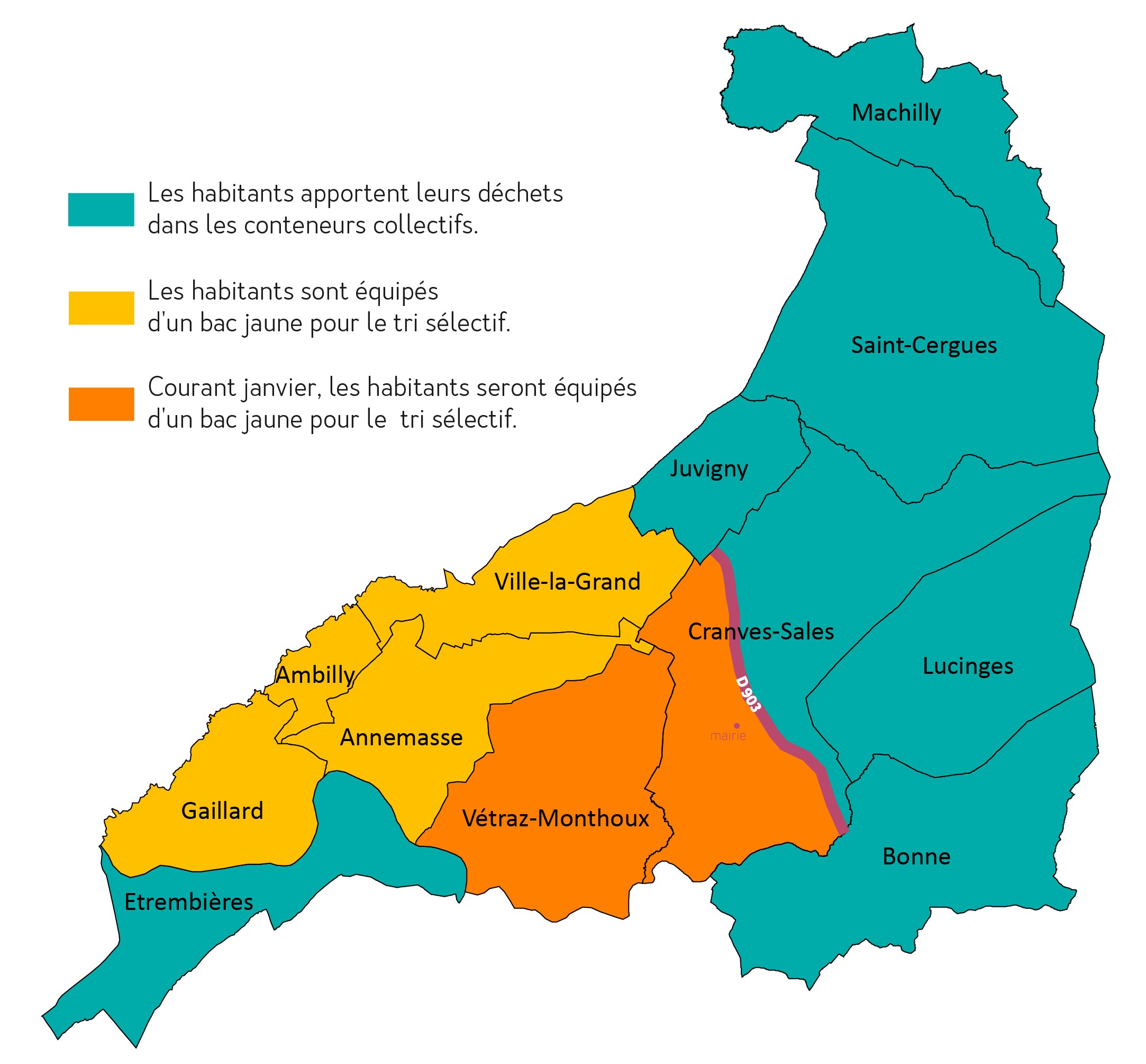  Carte zones bacs jaunes Annemasse Agglo