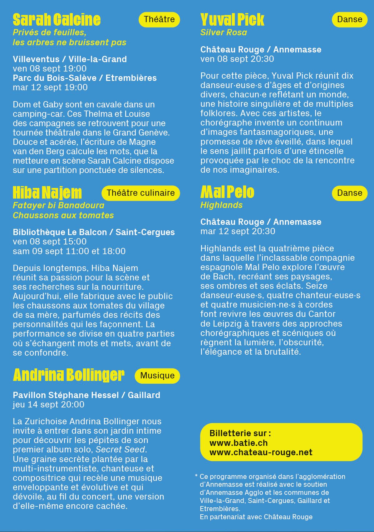 Festival de la Batie 2023 Annemasse Agglo - Programme