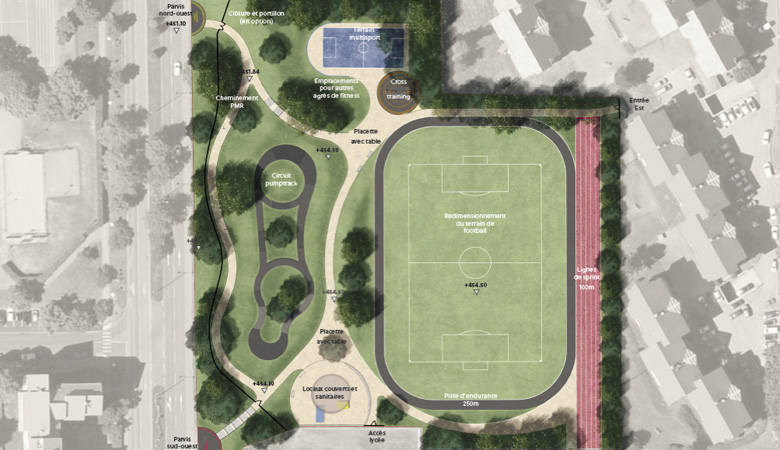 Plan de la future plaine des sports du Perrier